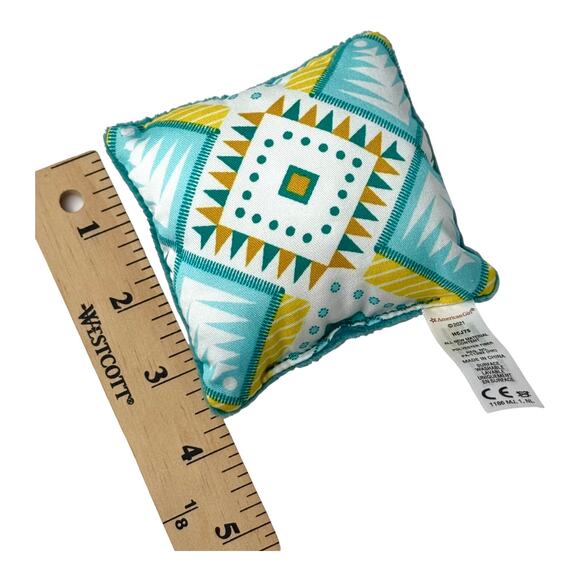 American Girl THROW PILLOW Reversible Green 4" Square Community Center Accessory - Picture 4 of 5